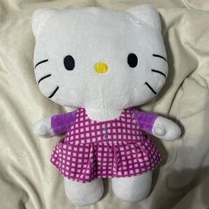 large hello kitty purple plaid dress plushie!!